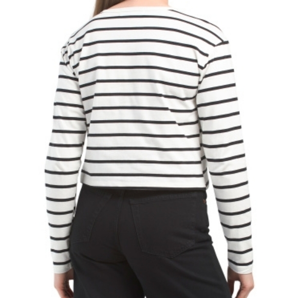 NWT - Madden Girl Long Sleeve B&W Striped Tee w Sequin Embroidered Cherries - XL - Picture 2 of 11